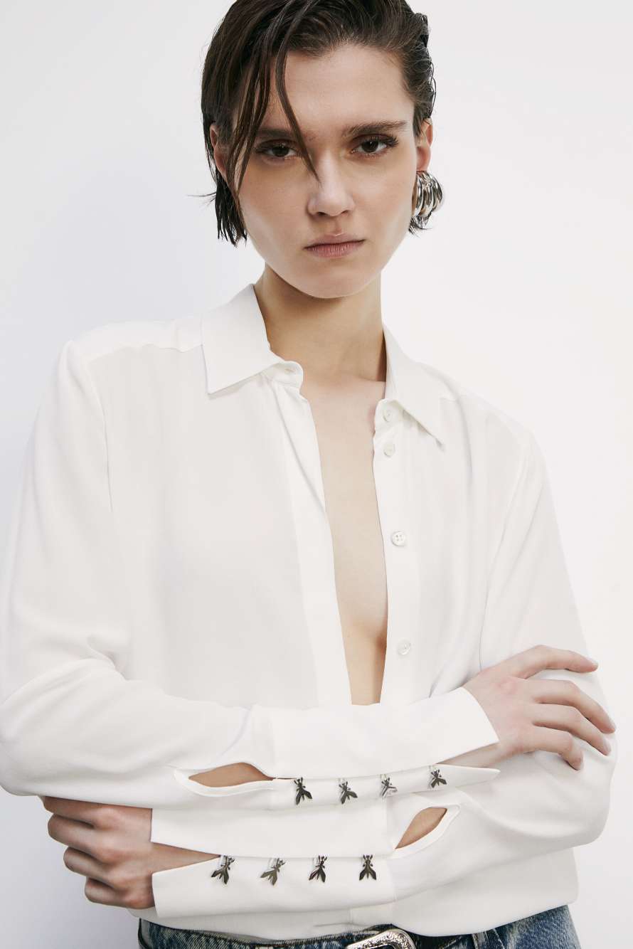 "ESSENTIAL" fluid viscose shirt, White, Patrizia Pepe