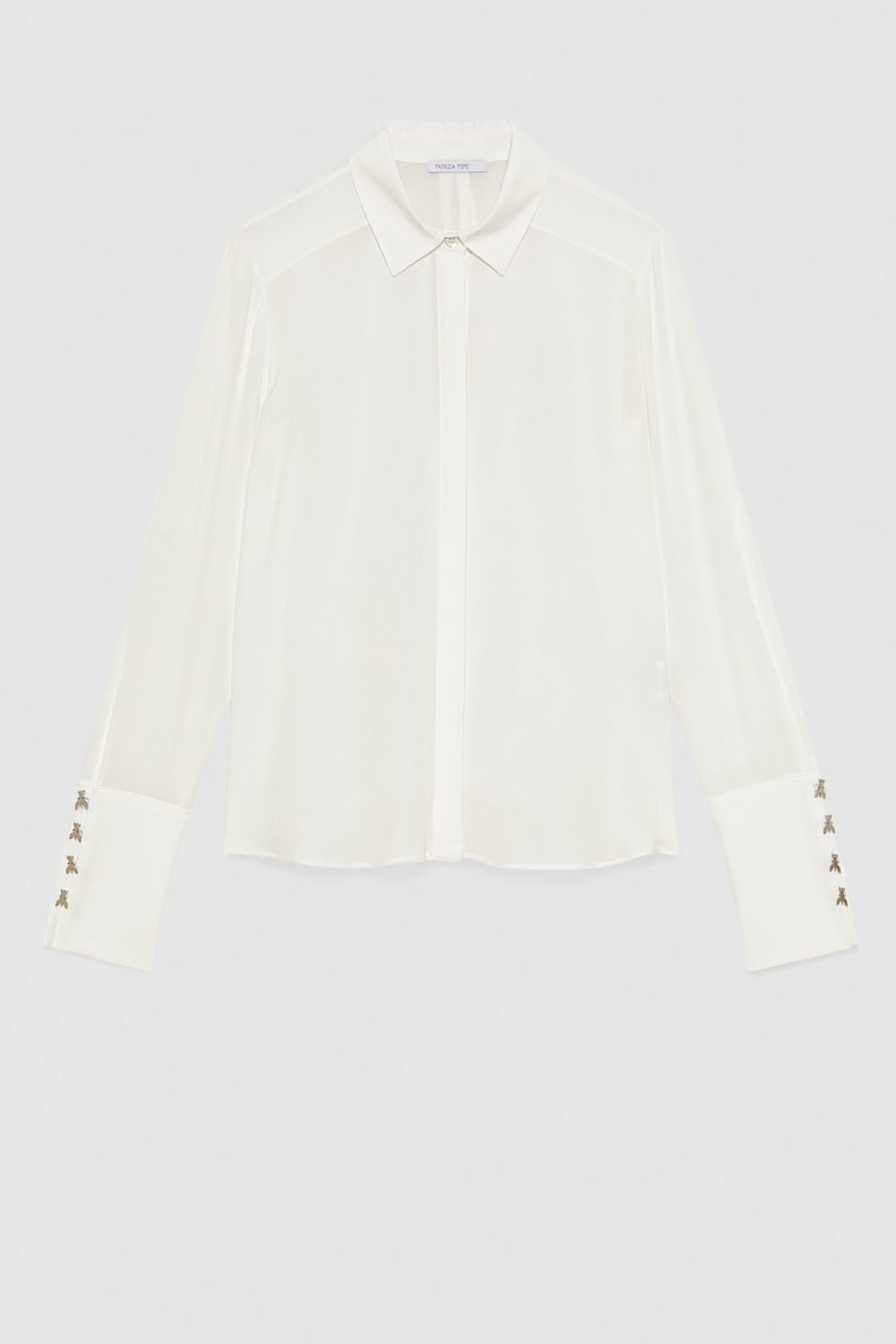 "ESSENTIAL" fluid viscose shirt, White, Patrizia Pepe