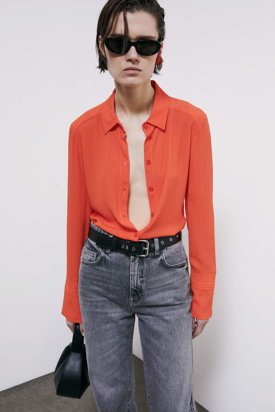 Soft viscose shirt, Orange, Patrizia Pepe