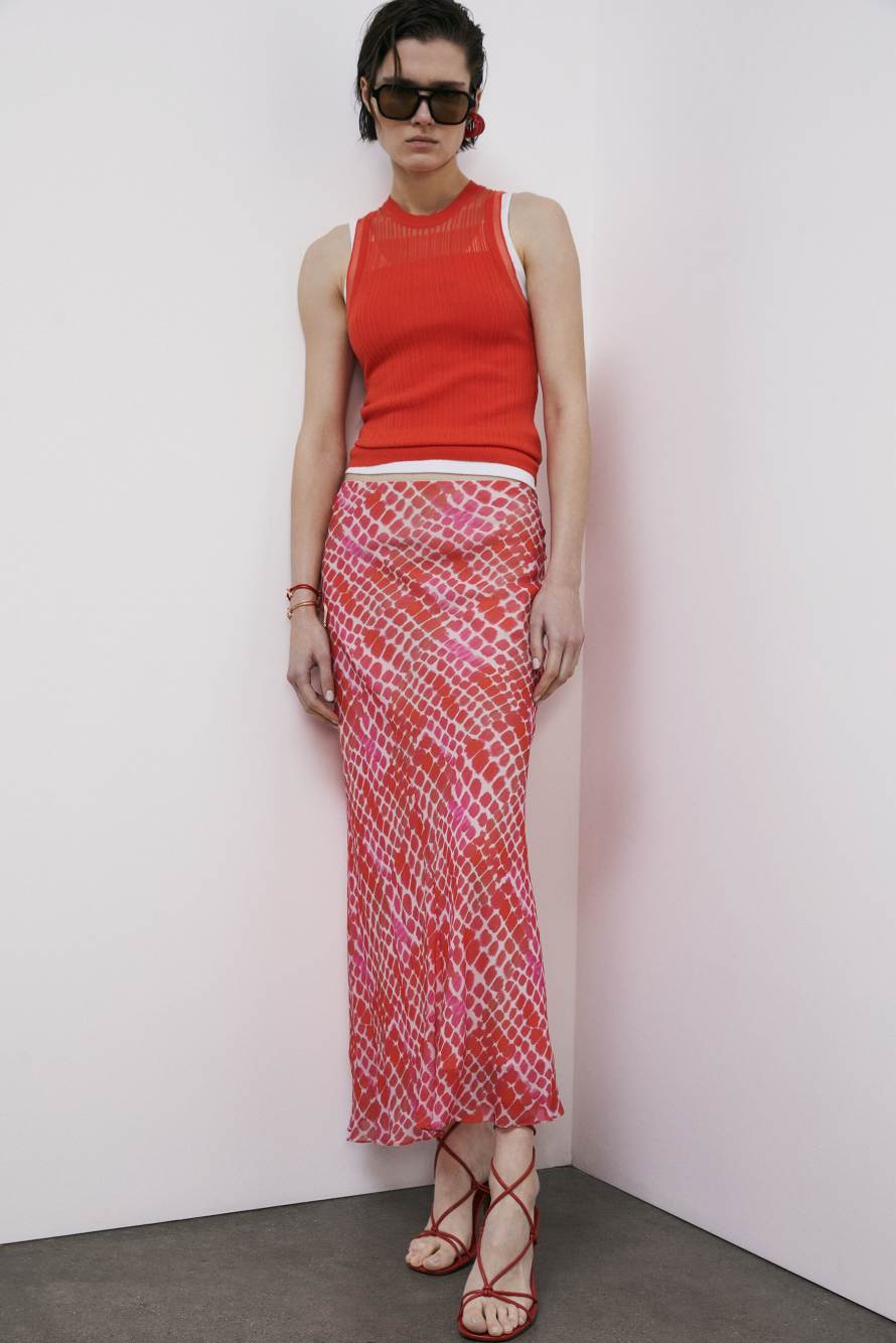 Fluid midi skirt with Croco print, Abstract Fantasy, Patrizia Pepe