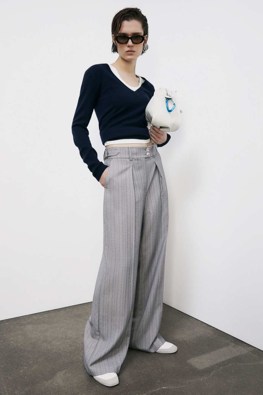 Кашемировый свитер с V-образным вырезом, Синий, Patrizia Pepe