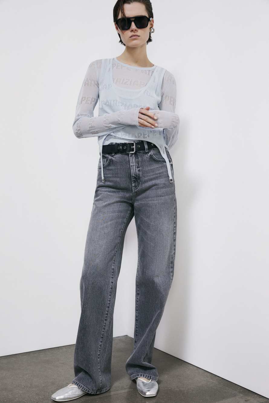 Pullover mit perforiertem Logo, Hellblau, Patrizia Pepe