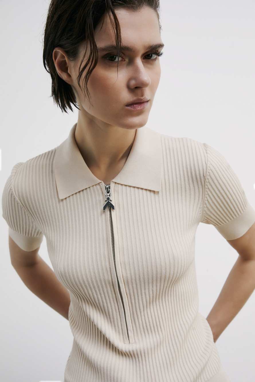 Light knit polo shirt, White, Patrizia Pepe