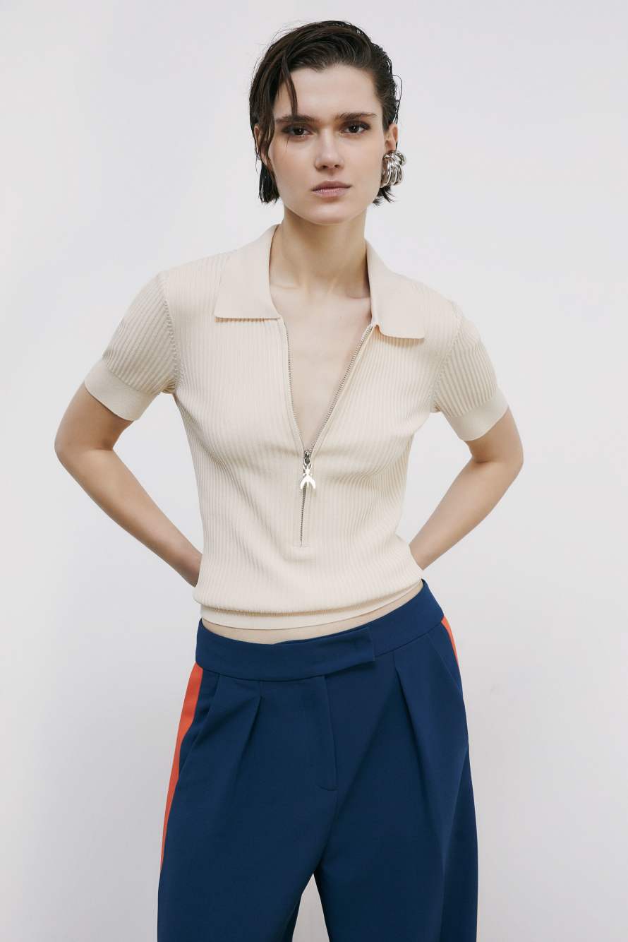 Light knit polo shirt, White, Patrizia Pepe