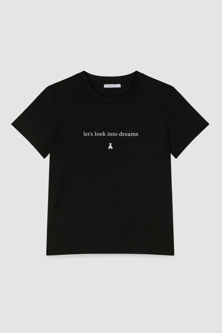 T-shirt statement en coton, Noir, Patrizia Pepe