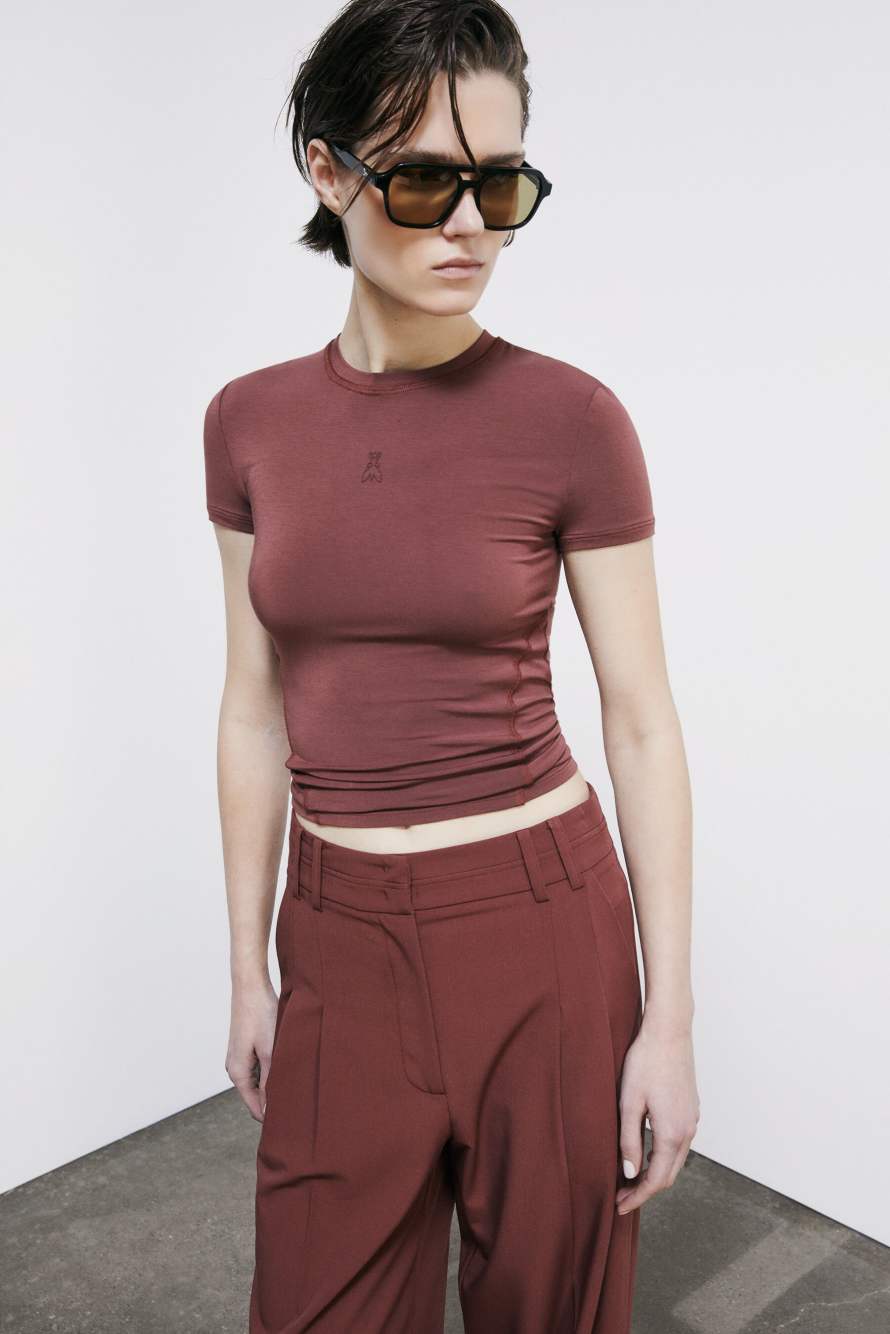 Shaped slim T-shirt, Brown, Patrizia Pepe