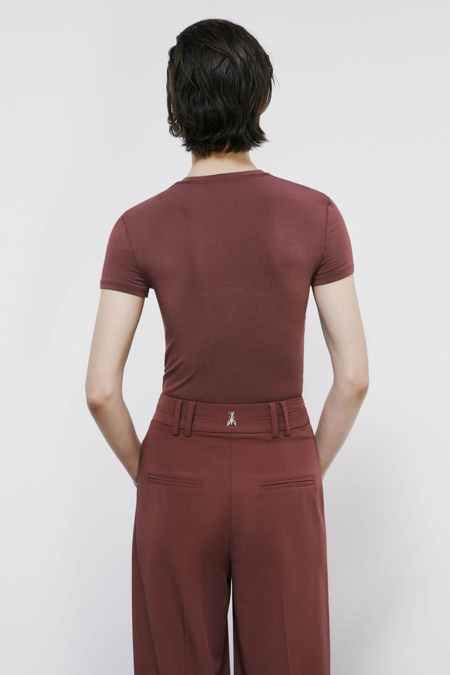 Shaped slim T-shirt, Brown, Patrizia Pepe