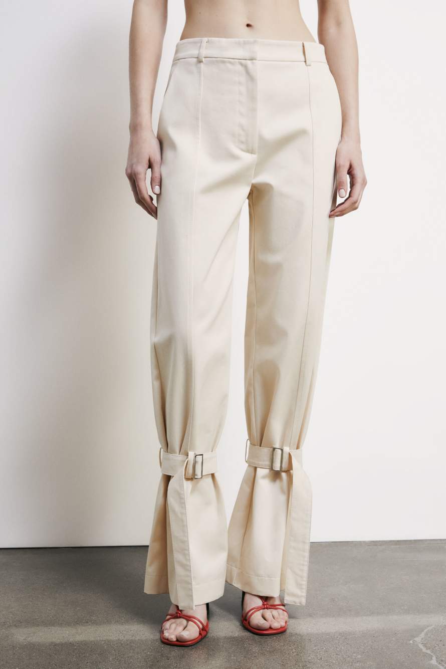 Cotton pants with strap, White, Patrizia Pepe
