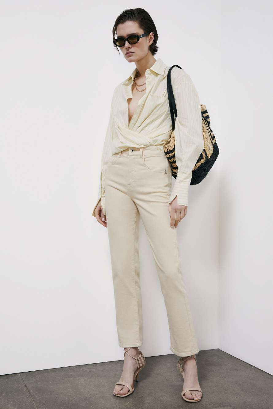 High waist cigarette jeans, White, Patrizia Pepe