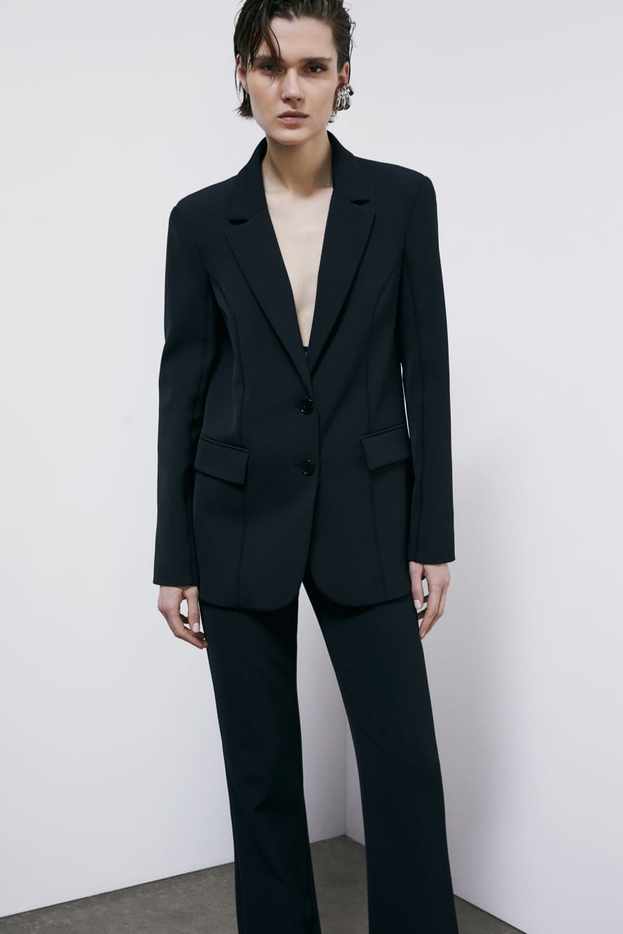 Blazer in structured twill, Black, Patrizia Pepe
