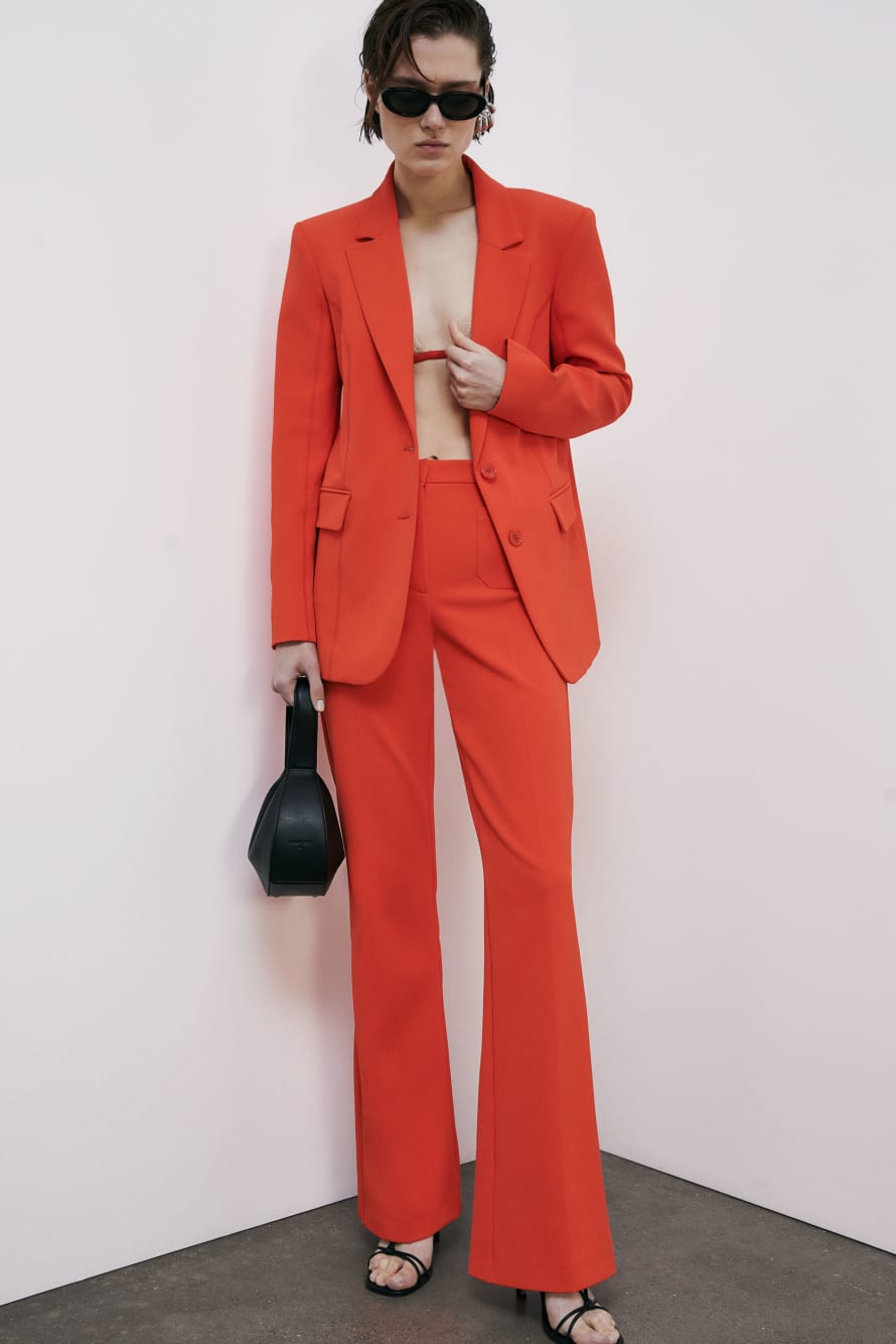 Blazer in structured twill, Orange, Patrizia Pepe