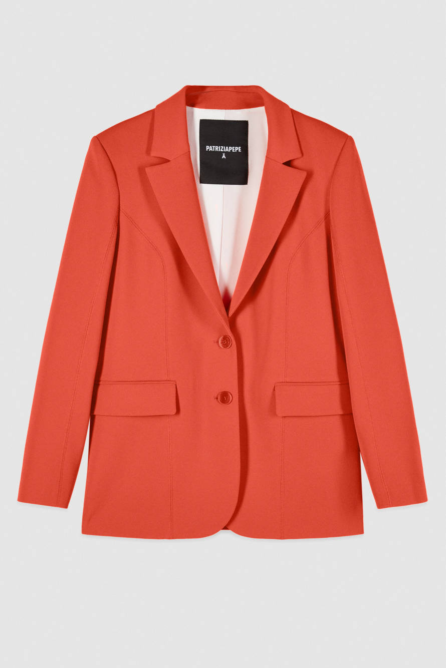 Blazer in structured twill, Orange, Patrizia Pepe
