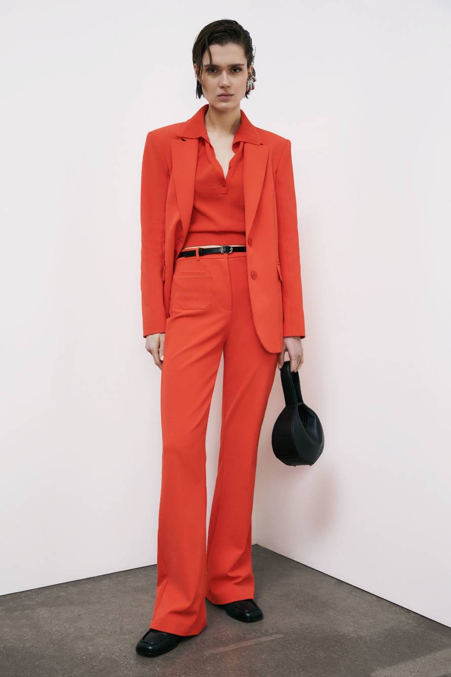 Blazer in structured twill, Orange, Patrizia Pepe
