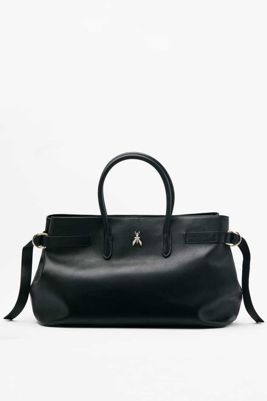 New Business handbag large in leather, Black, Patrizia Pepe