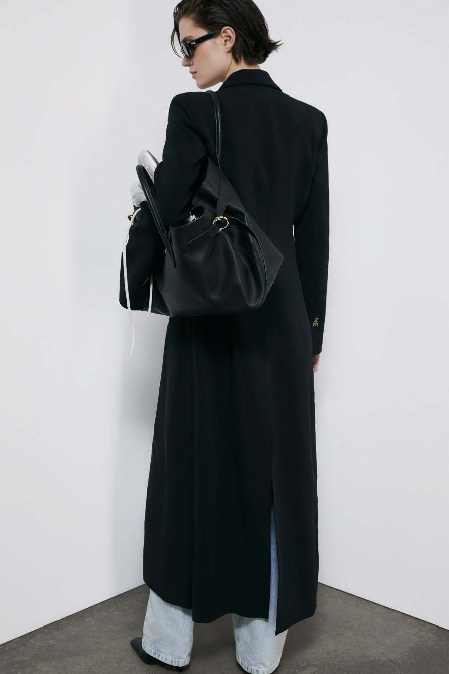 New Business handbag large in leather, Black, Patrizia Pepe