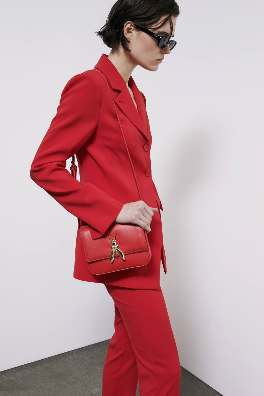 Essential Fly leather shoulder bag, Red, Patrizia Pepe