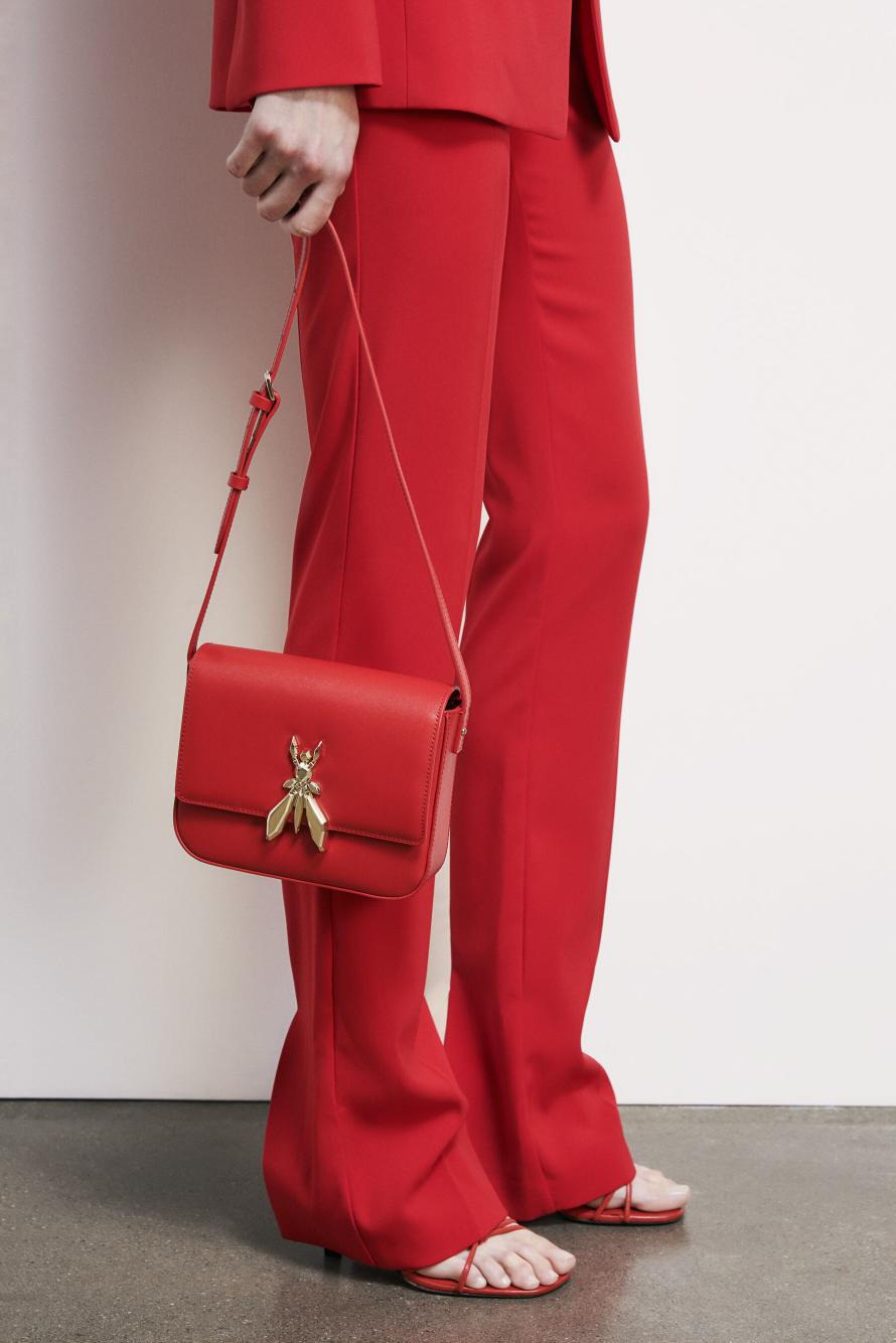 Essential Fly leather shoulder bag, Red, Patrizia Pepe