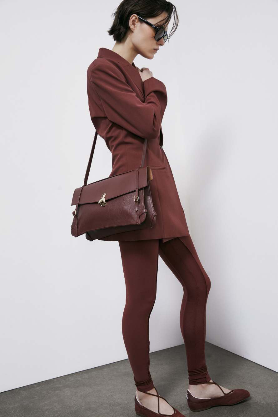 Fly Bamby Jour leather shoulder bag, Brown, Patrizia Pepe