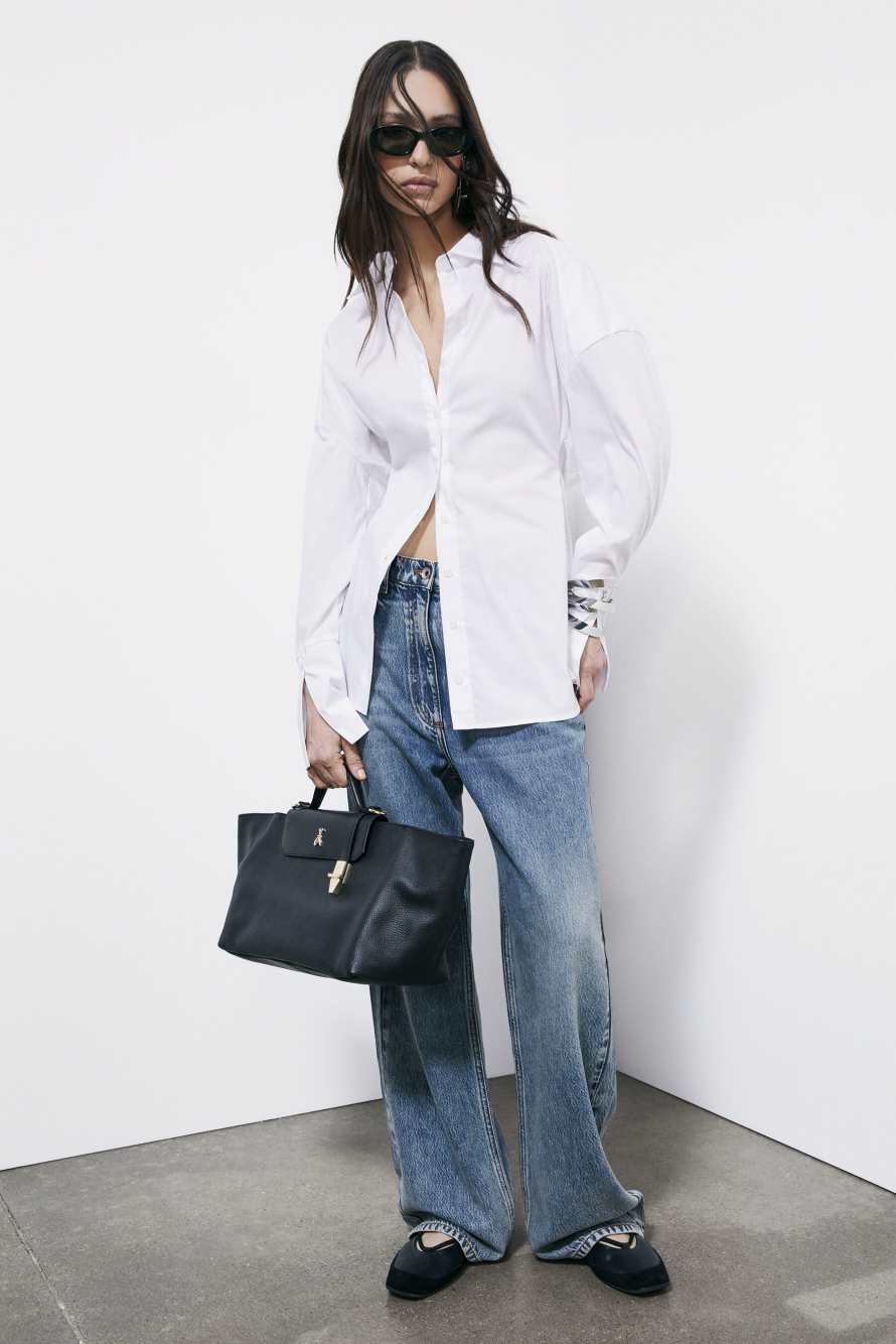 Modern Utility leather bag, Black, Patrizia Pepe