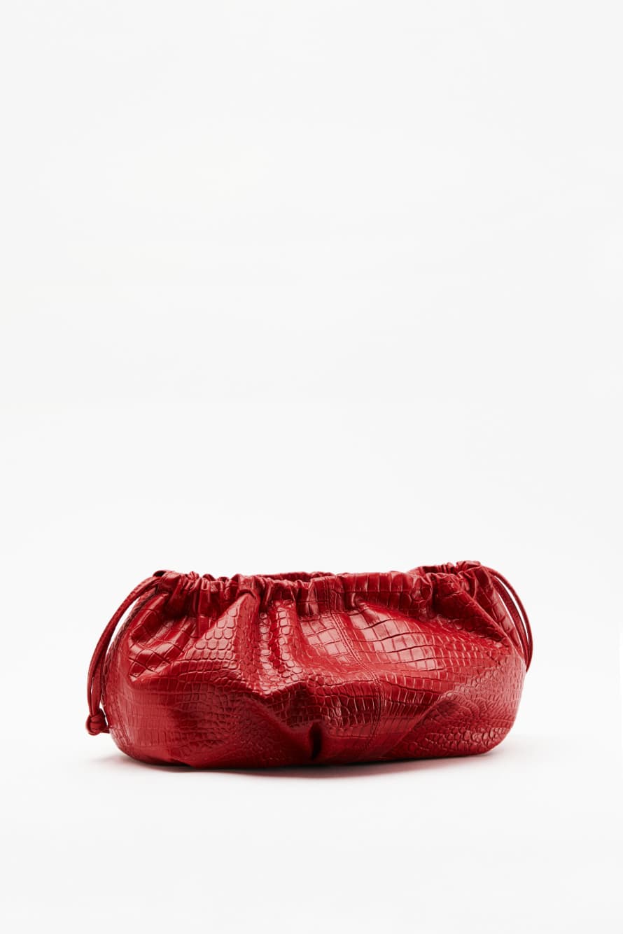Leather Clutch &ldquo;Bubble Croco&rdquo; Small, Red, Patrizia Pepe