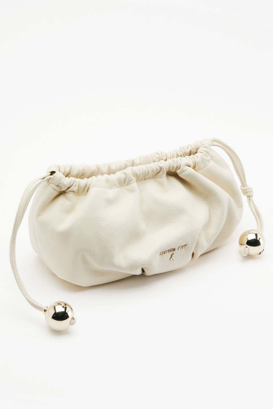 Leather Clutch "Bubble" Small, White, Patrizia Pepe