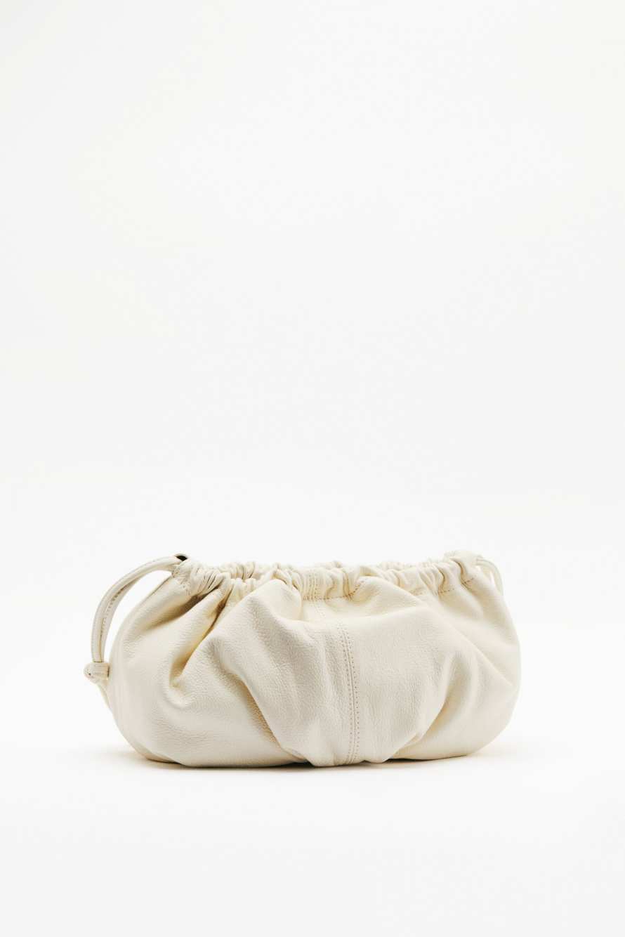 Leather Clutch "Bubble" Small, White, Patrizia Pepe