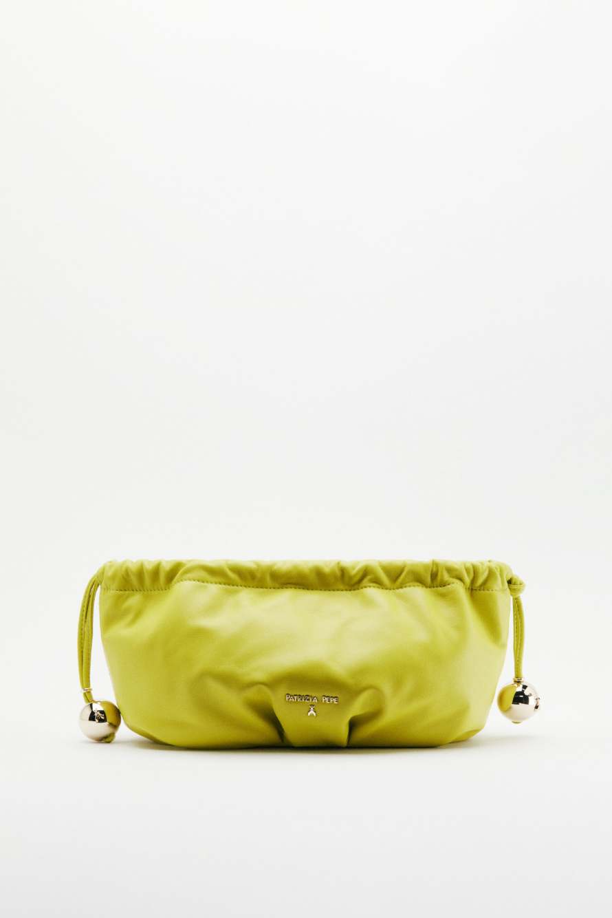 Leather Clutch &ldquo;Bubble&rdquo; Small, Green, Patrizia Pepe