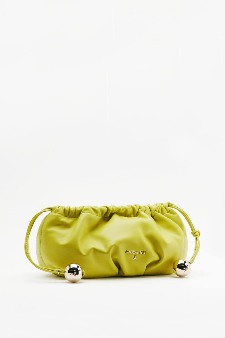 Leather Clutch &ldquo;Bubble&rdquo; Small, Green, Patrizia Pepe