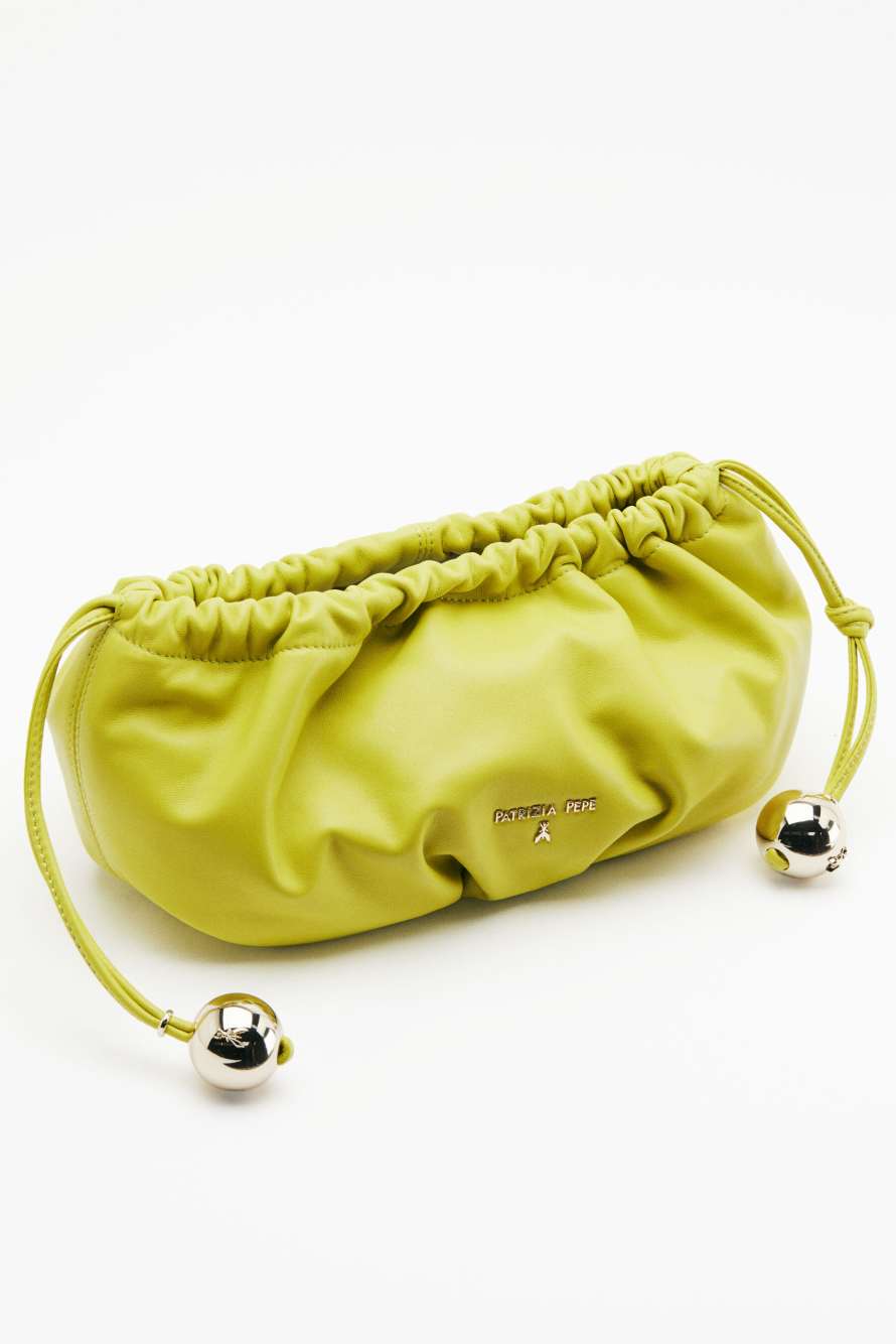 Leather Clutch &ldquo;Bubble&rdquo; Small, Green, Patrizia Pepe