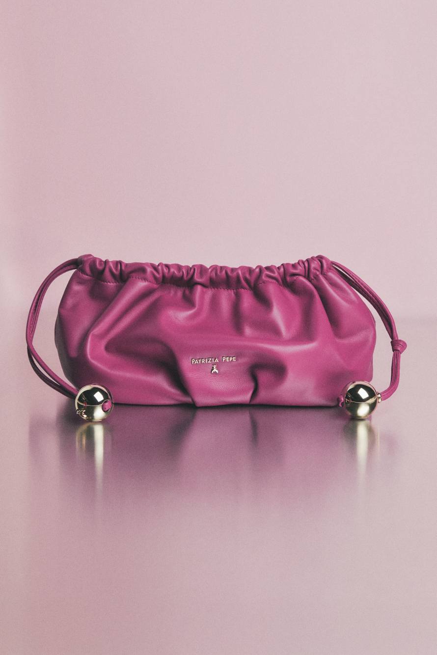 Leather Clutch &ldquo;Bubble&rdquo; Small, Purple, Patrizia Pepe