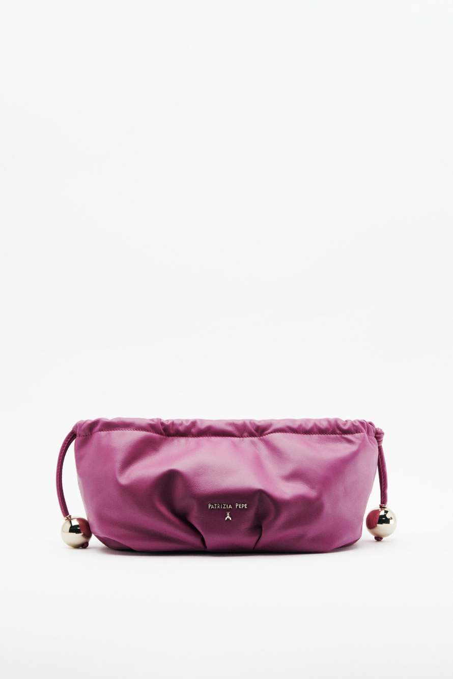 Leather Clutch &ldquo;Bubble&rdquo; Small, Purple, Patrizia Pepe