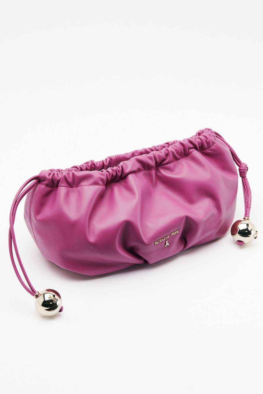 Leather Clutch &ldquo;Bubble&rdquo; Small, Purple, Patrizia Pepe