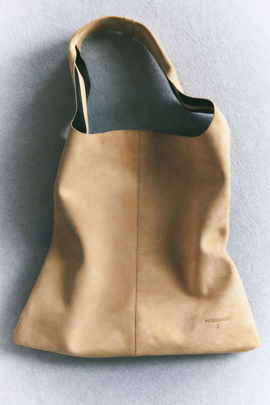 Urban City pouch bag in suede, Beige, Patrizia Pepe