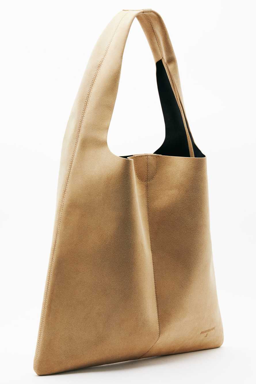 Urban City pouch bag in suede, Beige, Patrizia Pepe