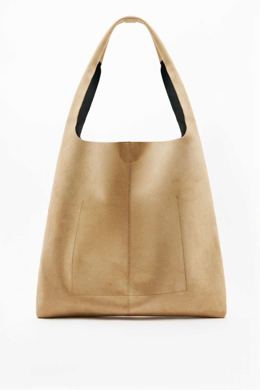 Urban City pouch bag in suede, Beige, Patrizia Pepe