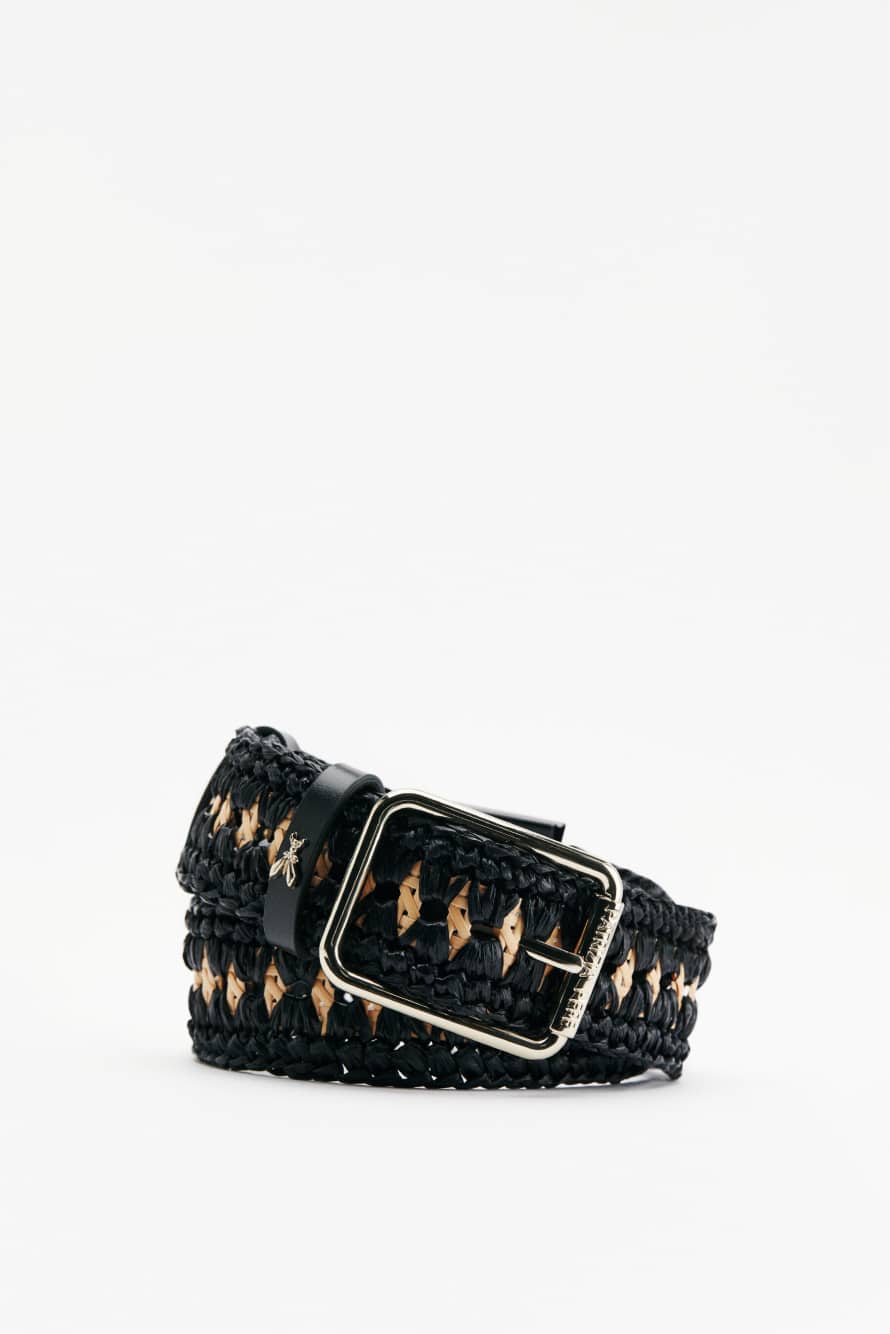 Woven raffia belt, Black/Natural, Patrizia Pepe