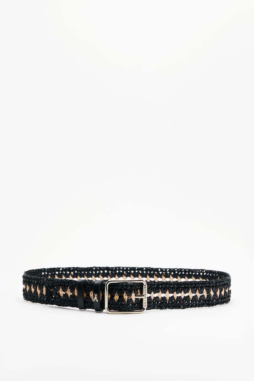 Woven raffia belt, Black/Natural, Patrizia Pepe