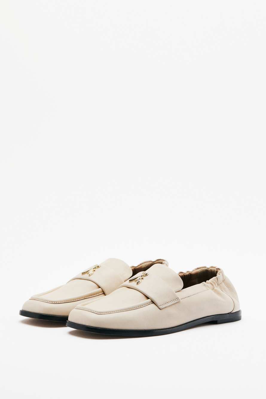 Soft Square leather loafers, White, Patrizia Pepe