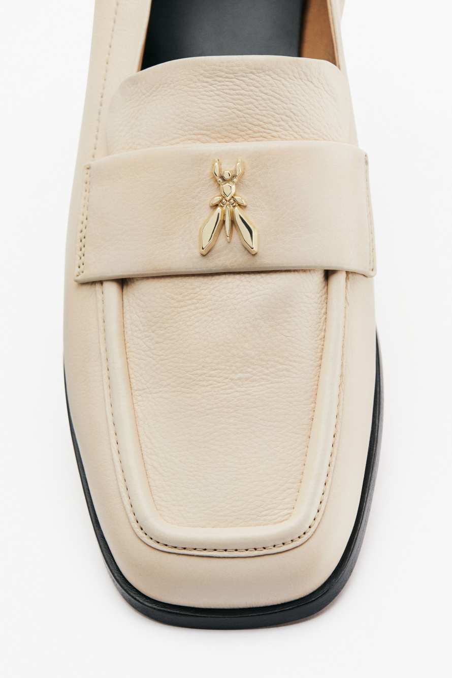 Soft Square leather loafers, White, Patrizia Pepe