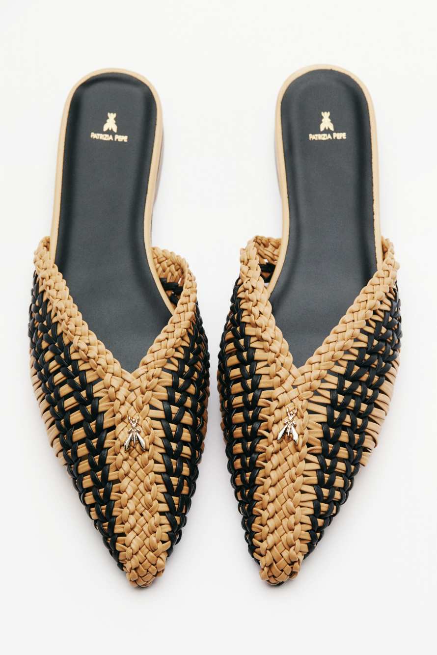 Handcraft Minimal Shape braided mules, Black, Patrizia Pepe