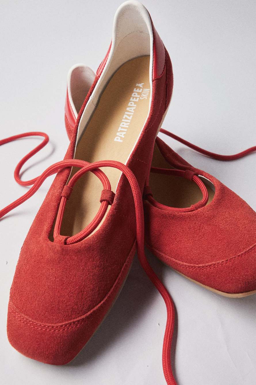 Dancing SKIN flats in suede, Red, Patrizia Pepe