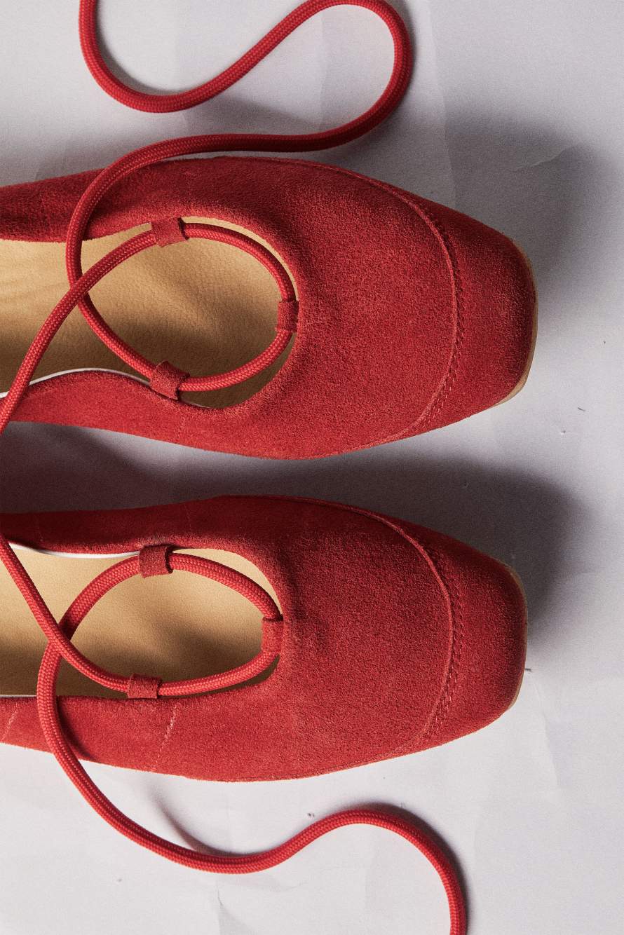 Dancing SKIN flats in suede, Red, Patrizia Pepe