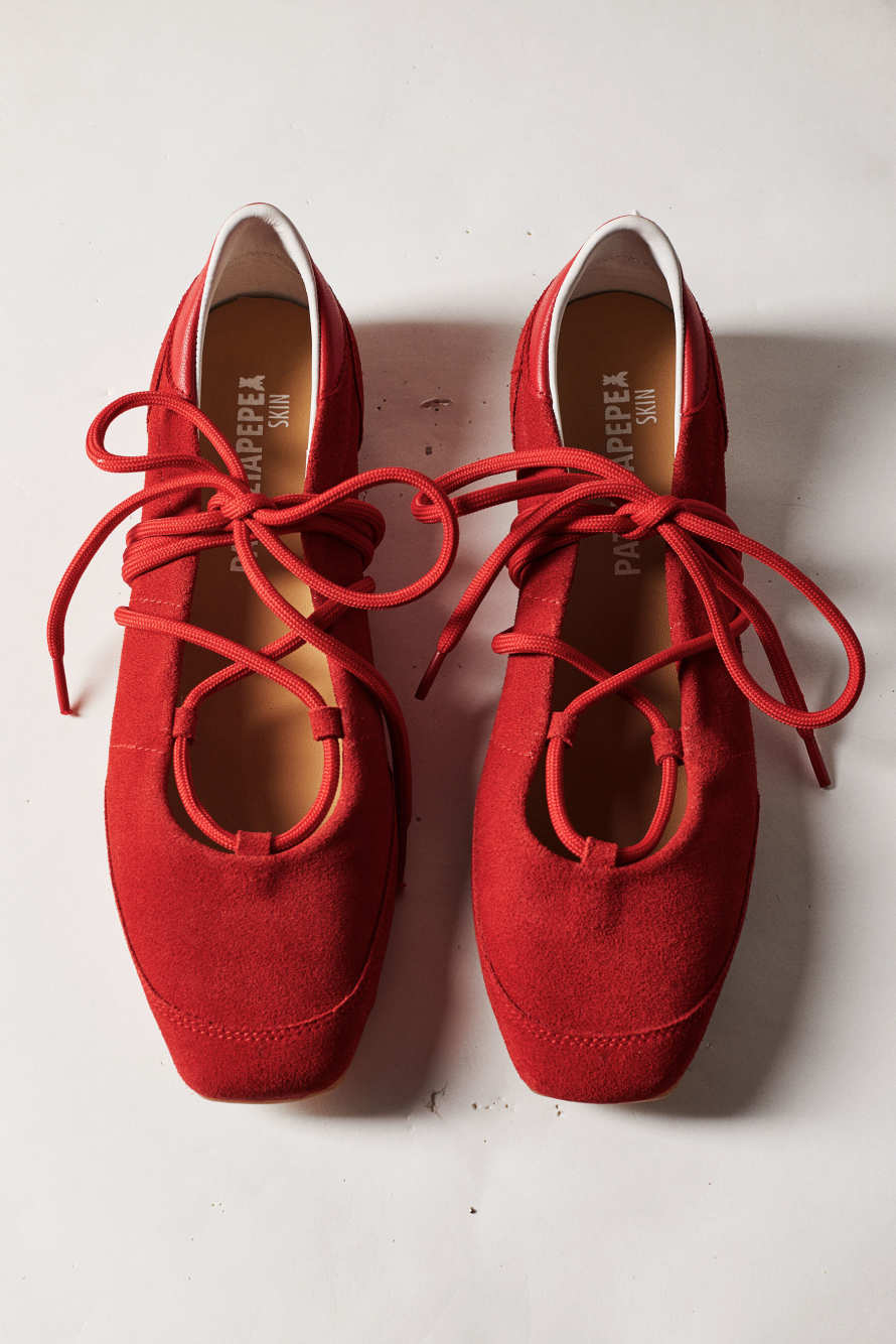 Dancing SKIN flats in suede, Red, Patrizia Pepe