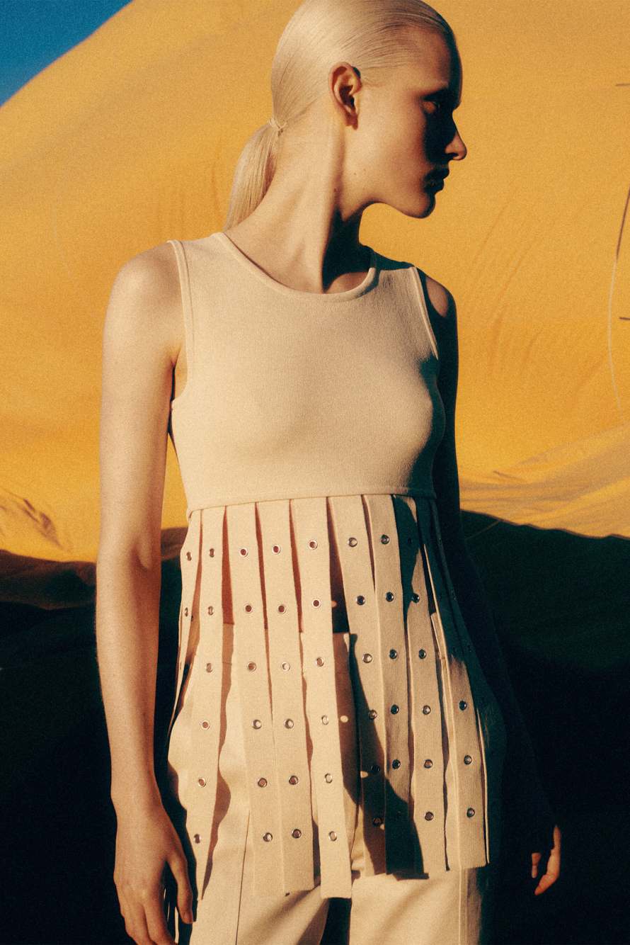 Top in maglia con frange, Bianco, Patrizia Pepe