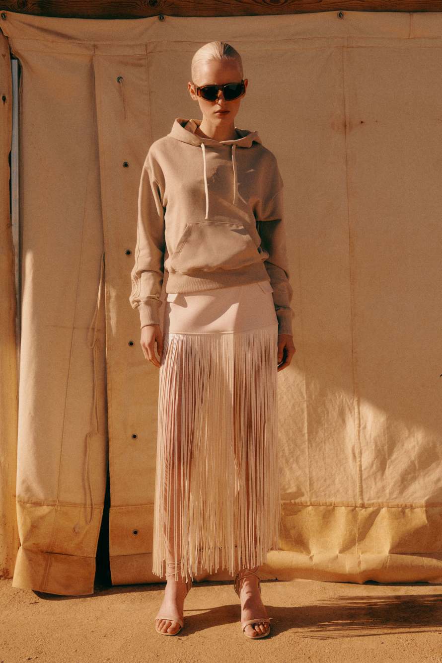 Cotton sweatshirt with hood, Beige, Patrizia Pepe