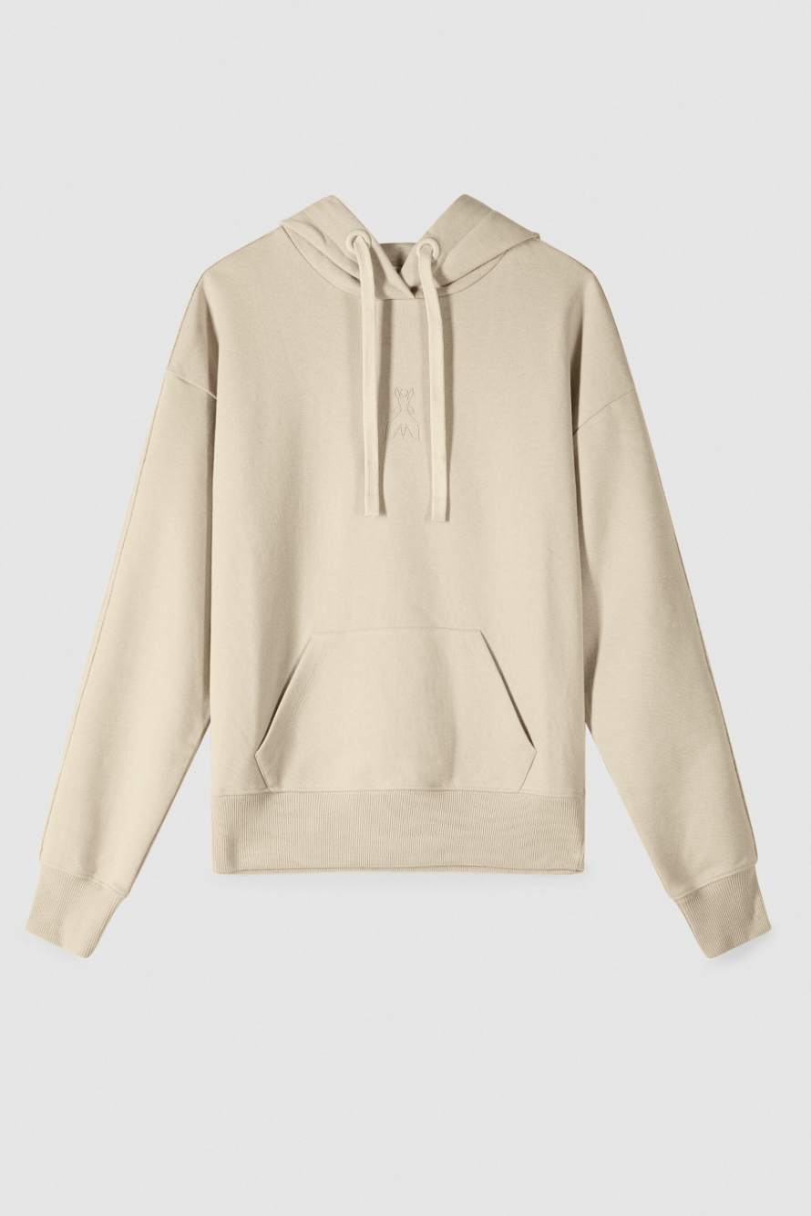 Cotton sweatshirt with hood, Beige, Patrizia Pepe