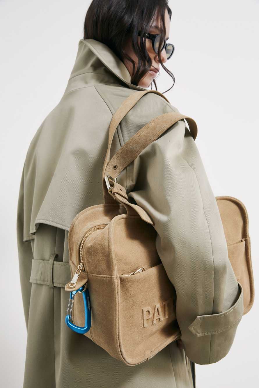 (IM)PERFECTION suede shopping bag, Beige, Patrizia Pepe