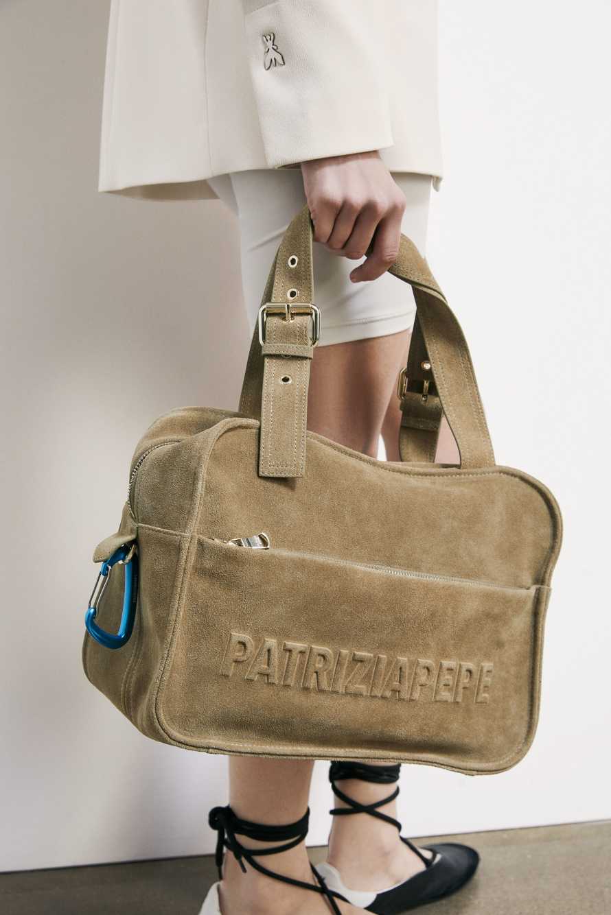 (IM)PERFECTION suede shopping bag, Green, Patrizia Pepe