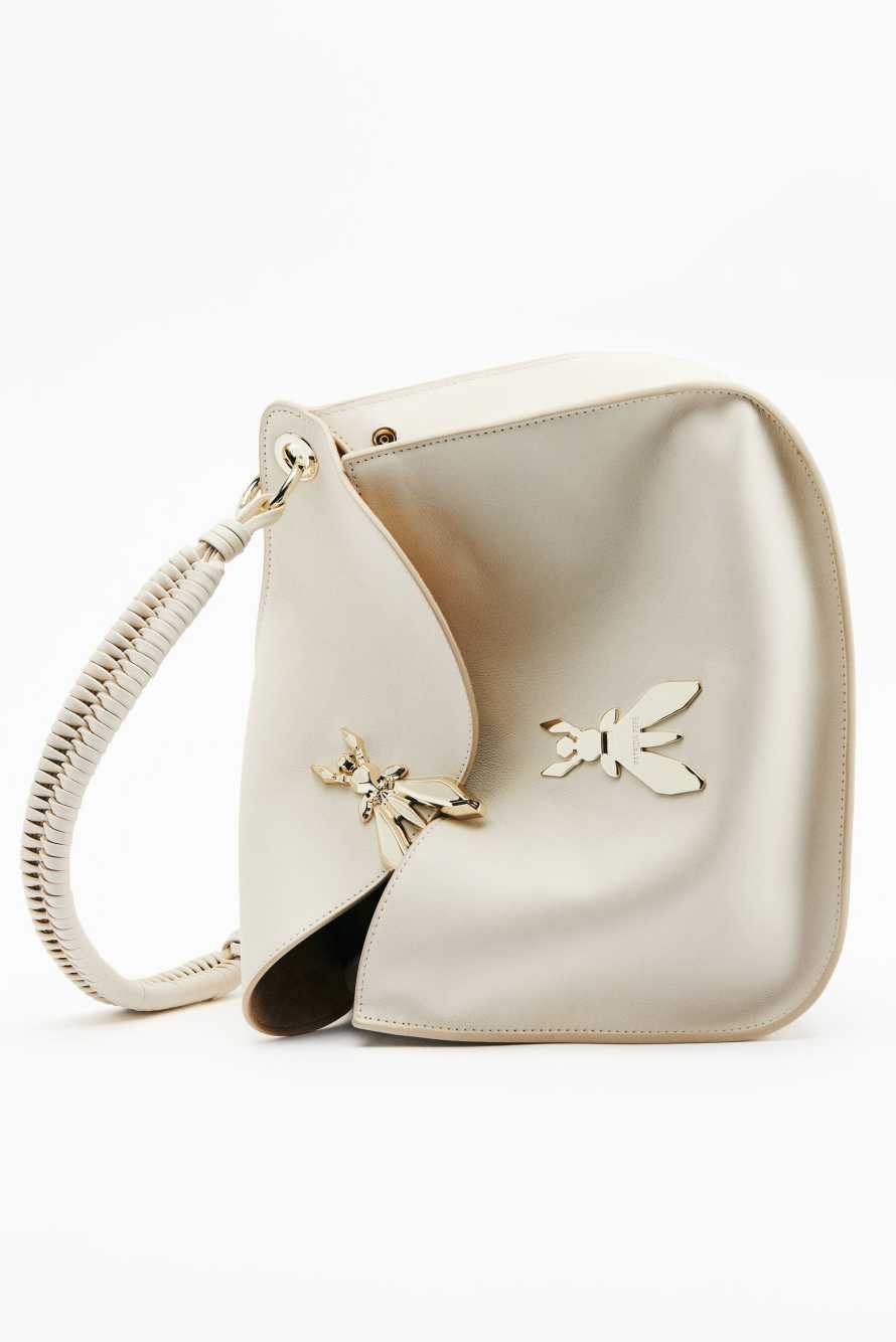 Soft Essential Fly medium leather shoulder bag, White, Patrizia Pepe