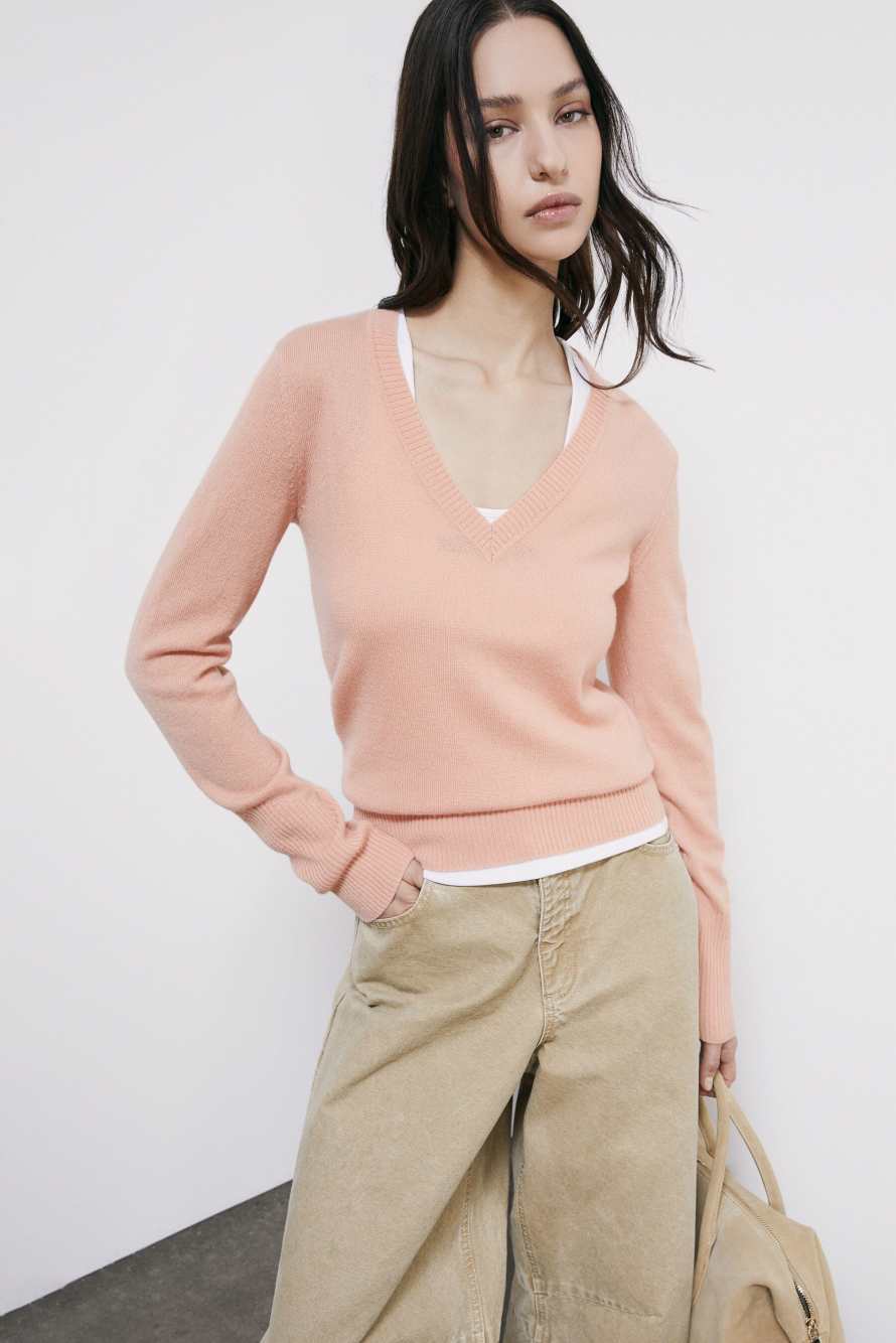V-neck Cashmere Jumper, Pink, Patrizia Pepe